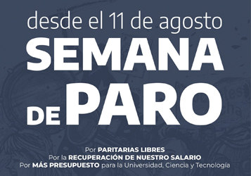 SEMANA DE PARO DOCENTE EN LA UNLP